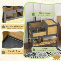 PawHut Wooden Tortoise House, with Shelter, Run, Shelf, Lamp Holder, Tray(m-7)