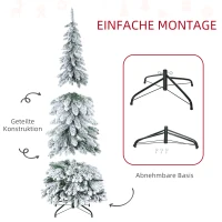 HOMCOM Künstlicher Weihnachtsbaum, 1,80 m, mit 523 Zweigen, Kunstschnee, lebensechtes Aussehen, schlanke Form(m-7)