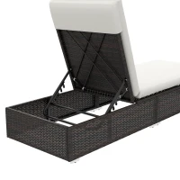 Outsunny Set of Two Rattan Sun Loungers, with Reclining Backs - Brown/Cream(m-8)