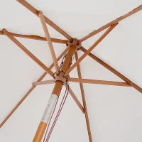 Outsunny 2m x 1.5m Garden Parasol Umbrella with Tilting Sunshade Canopy, Outdoor Market Table Umbrella with Wood and Bamboo Frame, Cream White(m-8)