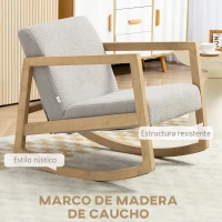 HOMCOM Silla Mecedora Tapizada de Borreguito Sillón Balancín Relax con Asiento Acolchado y Apoyabrazos 60x81x71cm Gris(m-6)