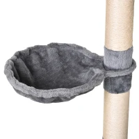 PawHut Tiragraffi a Colonna per Gatti con Cuccia, Amaca, Lettini Sospesi e Pali in Corda Sisal, Grigio, 60x40x154cm(m-9)