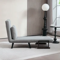 HOMCOM 4-in-1 Velvet-Feel Single Chair Bed, with Pillow - Light Grey(m-7)