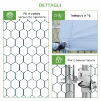 PawHut Pollaio da Giardino con Telaio Zincato, Copertura Impermeabile e Rete Esagonale, 3x4x2 m, Argento(m-7)