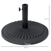 Outsunny Base per Ombrellone Rotonda in HDPE da 14kg per Pali da Ф35-38-48mm, Ø49x32A cm, Nero(m-3)