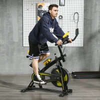 SPORTNOW Exercise Bike, Indoor Stationary Bike, Cycling Machine with Adjustable Seat and Resistance for Home Gym Workout, Yellow(m-2)