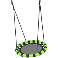 AIYAPLAY 60cm Diameter Kid Nest Swing Seat with Height Adjustable Ropes, for Outdoor, Indoor, Black/Green(m-11)