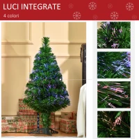 HOMCOM Albero di Natale a Fibre Ottiche 90cm con 90 Folti Rami in PVC, Decorazione di Natale con Luci di 4 Colori(m-4)