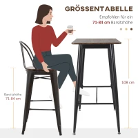HOMCOM Stehtisch, Bartisch, Industrial Design, Stahlrahmen, Walnussholz-Optik, 118 x 58 x 108 cm(m-4)
