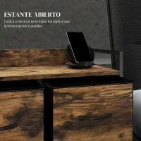 HOMCOM Cajonera de Tela con 5 Cajones y Marco Metálico Estilo Industrial para Salón Recibidor 98x29x63 cm Marrón Rústico(m-5)
