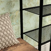 HOMCOM Meuble d'entrée 2 en 1 design industriel porte-manteaux et étagères à chaussures en acier 92,5 x 28,2 x 182 cm noir(m-9)