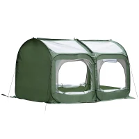 Outsunny Pop-Up Gewächshaus mit 4 Türen, Schnellaufbau, grün+transparent, 245 x 120 x 132 cm(m-10)