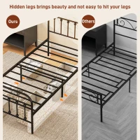 HOMCOM Single Minimalistic Metal Bed Frame - Black(m-8)