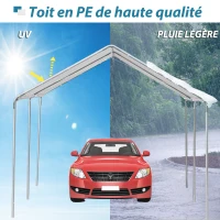 Outsunny Carport auvent pour voiture 6 x 3 m acier galvanisé robuste PE haute densité blanc(m-4)