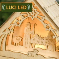 HOMCOM Calendario dell'Avvento in Legno con 24 Cassetti, Decorazione Natalizia con Presepe Intagliato e Luci, 26.6x6x30cm(m-4)
