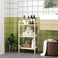 HOMCOM Three-Tier Bamboo Adjustable Shelf Storage Unit(m-10)