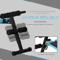 Banc de musculation pliable hauteur réglable 4 positions bleu noir(m-6)