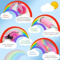 HOMCOM Monopattino per Bambini 3-7 Anni Pieghevole a 2 Ruote e Altezza Regolabile, 67x30x63/68/73/76 cm, Rosa(m-7)