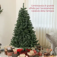 HOMCOM Albero di Natale Artificiale Ø110 x180 cm con 1000 Rami in Acciaio e Plastica Verde(m-4)