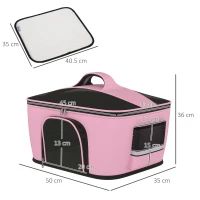 PawHut Borsa Trasportino per Cani e Gatti con 2 Porte a Cerniera, 50x35x36cm, Rosa(m-3)