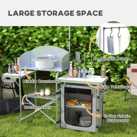 Outsunny Multi-Feature Folding Camping Kitchen, with Wind Shield(m-4)