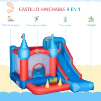 Outsunny Castillo Hinchable con Tobogán Cama de Salto y Piscina para Niños +3 Años con Inflador y Bolsa de Transporte para Interior Exterior 333x280x210 cm Multicolor(m-4)