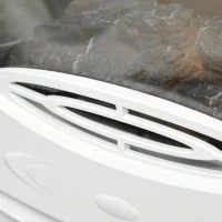 HOMCOM Camino Elettrico Effetto Fiamma e 3 Lati Aperti, Temperatura Regolabile 900W-1800W, Protezione da Surriscaldamento, Copertura 20-25m², 39x26x54.8cm, Bianco(m-9)