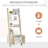HOMCOM Standregal Bücherregal 3-stufiges Büroregal Lagerregal Aktenregal Küchenregal Spanplatte Eiche+Weiß 60 x 40 x 170 cm(m-4)
