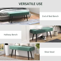 HOMCOM End of Bed Bench with X-Shape Design and Steel Legs, Upholstered Hallway Bench for Bedroom, Green(m-6)