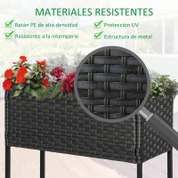 Outsunny Soporte para Jardinera Exterior para Huerto Urbano Mesa de Cultivo Jardinera Rectangular sin Fondo con Estante y Patas para Jardineras Macetas Tiestos 70x30x72 cm Gris y Negro(m-6)