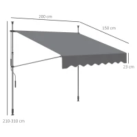 Outsunny Store banne manuel rétractable inclinaison réglable installation rapide  sans trous à percer 2 x 1,5 x 3,1 m(m-3)