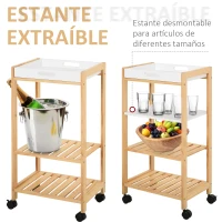 HOMCOM Carrito de Cocina de 4 Niveles Carrito Verdulero Carro Multiusos con 2 Bandejas Extraíblse y Estante 40x30x76 cm Blanco(m-4)