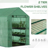 Outsunny Walk in Garden Greenhouse with Shelves Polytunnel Steeple Green house Grow House Removable Cover 2L x 1.43W x 2H(m)(m-7)
