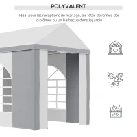 Outsunny Tonnelle barnum bâche PE parois latérales amovibles 2 fenêtres arcades + 2 portes enroulables 3 x 2 x 2,55 m(m-4)