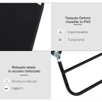 Outsunny Sdraio da Giardino Pieghevole con Schienale Regolabile, Acciaio e Tessuto Oxford, 188x56x28cm, Nero(m-5)