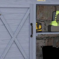 Outsunny Gartentisch mit Schrankfach, Aluminium-Arbeitsfläche, Stauraum, 112x47x146cm, Grau(m-8)