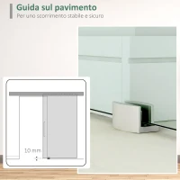 HOMCOM Porta Scorrevole Interna in Vetro Smerigliato e Satinato con Binario B2 e Maniglia per Bagno Cucina Studio Vetro 205x 77,5x 0,8cm(m-6)
