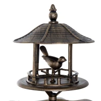 Outsunny Bain d'oiseaux Abreuvoir pour Oiseaux jardinière 3 en 1 dim. Ø 50 x 113H cm polypropylène bronze antique(m-8)