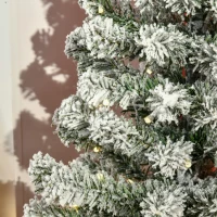 HOMCOM Árbol de Navidad Pequeño Artificial 90 cm con Luces LED 116 Ramas Maceta Desmontable y Soporte de Metal Decoración Navideña para Interior Ø40x90 cm Verde y Blanco(m-8)