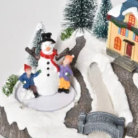 HOMCOM Villaggio di Natale con Luci LED, 8 Musiche e Pattinatori in Movimento, 18.5x16x15cm(m-9)