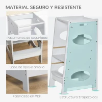 HOMCOM Torre de Aprendizaje para Niños con Pedal Altura Ajustable en 3 Posiciones y Barra de Seguridad 40x50x90 cm Gris(m-5)