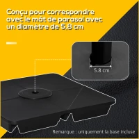 Outsunny Pied de parasol carré poids de supports pour parasol avec 4 plaques PP - A remplir d'eau ou de sable jusqu'à 80 kg - 89 x 89 x 11 cm noir(m-6)