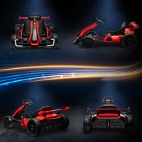 HOMCOM Go Kart Elettrico per Bambini 6-12 Anni 24V 12km/h con Seggiolino Regolabile, Rosso(m-8)