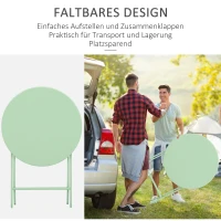Outsunny Gartenset für 2 Personen Garnitur Balkonmöbel Set Bistrotisch mit 2 Stühlen  für Hof Garten klappbar Grün(m-4)