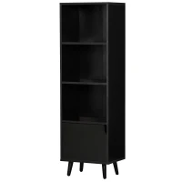 HOMCOM Estantería para Libros con 3 Estantes Abiertos y Cajón Librería Moderno para Almacenamiento Juguetes 40x30x129,5cm Negro(m-11)