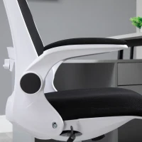 Vinsetto Swivel Office Chair Breathable Fabric Study Computer Chair with Flip-Up Arm for Home, Black(m-9)