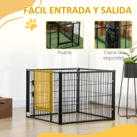 PawHut Parque para Perros de 6 Paneles Valla Metálica para Mascotas con Ancho Ajustable 82,5-150x79x61 cm Negro(m-8)