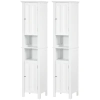 kleankin Meuble colonne de salle de bain armoire haute design moderne 4 placards avec porte 35 x 30 x 158,5 cm blanc(m-1)