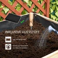 Outsunny Hochbeet Pflanzkasten Blumenkasten Blumentopf Kräuterbeet mit Vliesstoff Massivholz Stahl Natur+Schwarz 120 x 60 x 74 cm(m-5)