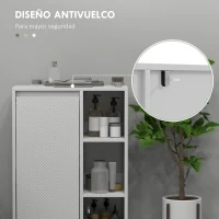 HOMCOM Armario de Baño con Estantes Abiertos Puerta y Estante Ajustable Antivuelco para Salón Dormitorio 53x30x80 cm Blanco(m-6)